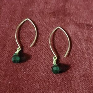 3 For $25 Artisan Emerald-Green drop Earrings On Sterling Silver Wire